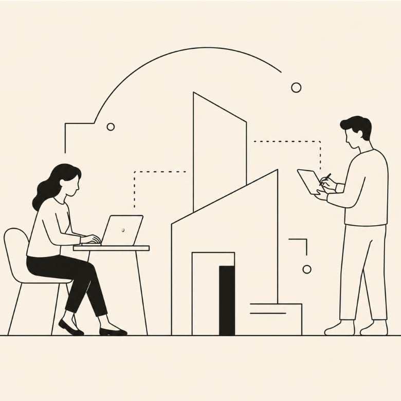 Illustration chantier connecté au bureau